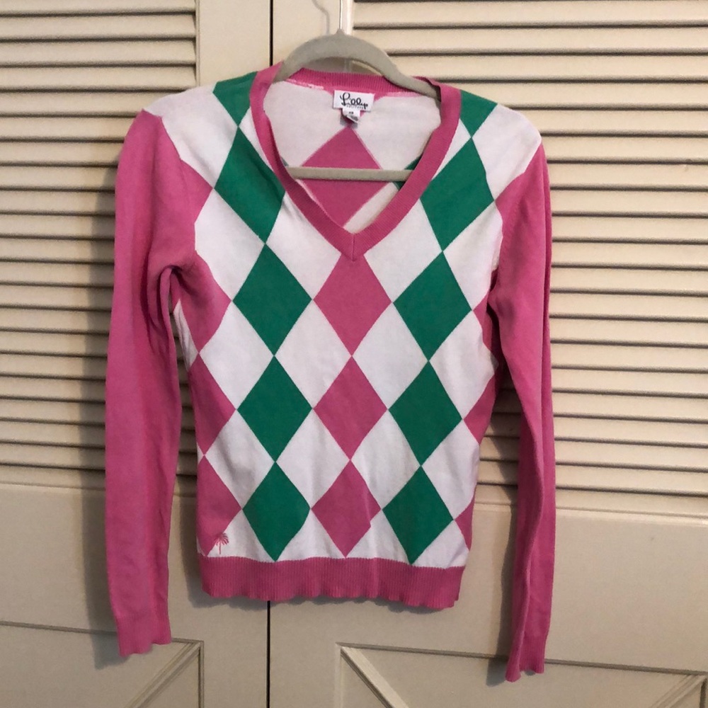 Lilly Pulitzer v- neck argyle sweater